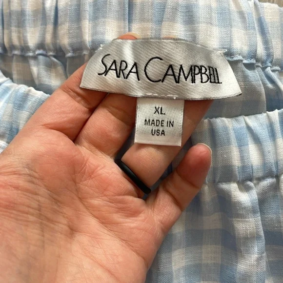 Sara Campbell Blue White Checkered Blouse - Picture 7 of 10